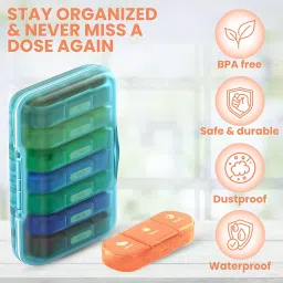 OCEANEVO 3 Times a Day, Weekly Medicine Storage Organizer box for Home and Travel, 7 days Pill Organizer Box for Vitamins, Tablet & Supplements - Multi Color - 3 Compartments - 1 Year Warranty image 4
