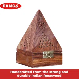 PANCA Wooden Dhoop Dhup Cup Cone Batti Stand Incense Holder for Pooja Puja Item Stand Ash Catcher Handcrafted Traditional Design for Aromatic Rituals - Pack of 1 image 3