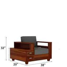 HAVORI FURNITURE Solid Sheesham Wood 5 Seater Sofa Set with Drawer Storage Sofa - (3+1+1) Five Seater Sofa - Wooden Sofa Set 5 Seater for Living Room Home & Office Furniture (Design 7) image 2