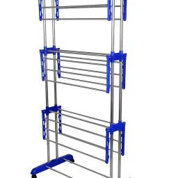 Mega Clothing Stand | Stylish Garment Stand | Hanging Rack | Clothes Hanger for Balcony & Bedroom | 3-Tier Folding Clothes Rail Clothes Horses Drying Rack (Royal Blue) image 4