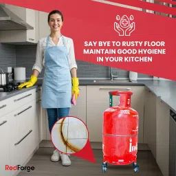 RedForge Heavy Duty Gas Cylinder Trolley Stand with 4 Smooth Wheels | Premium Metal LPG Cylinder Stand for Home & Kitchen | Easy Movable Trolley with Stopper Wheels image 5