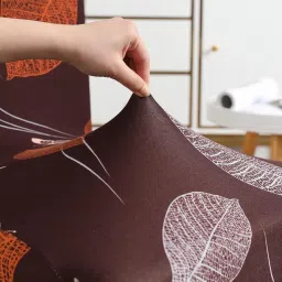 Elastic Chair Cover Stretch Removable Washable Short Dining Chair Cover Protector Seat Slipcover (4 Chair Cover, SLMC-142 Maroon Leaf) image 3