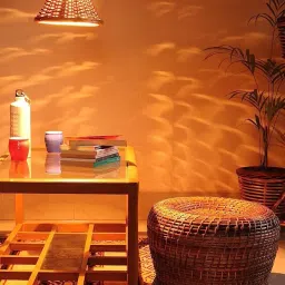 Handmade Living with Nature Handmade and Handcrafted Natural Cane Stool for Patio Living Room Balcony Cafe Garden Varnish Brown Color Rattan image 4