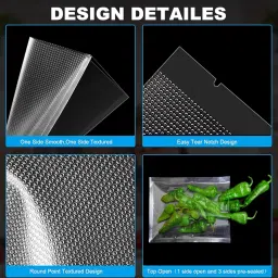 Sealer Bags for Food Saver, BPA-Free, Puncture-Resistant Precut Vacuum Seal Bags, Embossed Food Storage Pouches for Vacuum Sealing Machines, Sous Vide, Meal Prep & Bulk Storage (100 Pcs) image 2