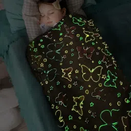 Happy Hues® Glow in The Dark Blanket Kids-Teens Boys & Girls Travel Lightweight Throw Blankets Soft & Fluffy (Butterfly) image 1