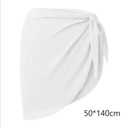 elbme Chiffon Cover Up Solid Womens Summer Bathing Suit Bottom Short Skirt 50Cmx140Cm White image 1