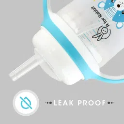 R for Rabbit Premium Baloo Baby Straw Sipper Bottle |10 fl oz | Anti Spill Sippy Cup with Soft Silicone Straw BPA Free & Non Toxic for Baby or Kids of 12+ Months -(300 ml Blue) image 4