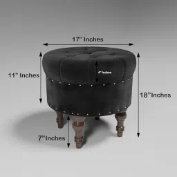 ETIQUETTE ART Wood Office & Living Room Stool Home Decor|Upholstered Round Velvet Tufted Foot Rest Ottoman|Ottoman With Storage For Living Room & Bedroom|Decorative Home Furniture (Brown),45 Cm,43 Cm image 1
