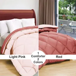 BSB HOME Microfibre All Season/AC/Summer Solid Reversible Double Bed Comforter Blanket | Quilt | Dohar | Rajaai | Duvets - (220 GSM, Candy Pink) image 1