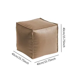 CALANDIS Unstuffed Pouf Cover Boho Foot Rest Cover for Balcony Under Desk Living Room Khaki | Ottomans, Footstools & Poufs | Furniture image 2