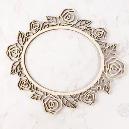 Whittlewud 4 Pcs Floral Wood Frame, Vintage Roses Wood Cut Out, Oval Frame Cutout 6.5x5.6 Inch 3 mm Thick image 4