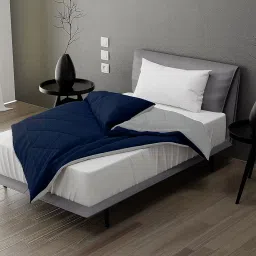 AEROHAVEN 220 GSM Microfiber All-Weather Solid Single Size Bed Reversible Comforter AC Quilt Blanket - (Single, Royal Blue and Ash Grey) image 2