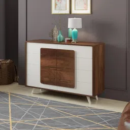 BLUEWUD Mayrone Large Engineered Wood Multipurpose Modular Chest of Drawers, Wooden Drawer Storage Organizer Cabinet for Living Room Bedroom Home Furniture (Brown Maple & White) image 2