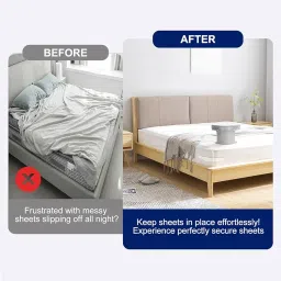 LAIKAIEU Bed Sheet Holder Set with Lock Strips, Heavy Duty Bed Sheet Fasteners, Non-Slip Lock Sheet Clips Mattress, Blankets, Bedding (Grey-4pcs) image 5