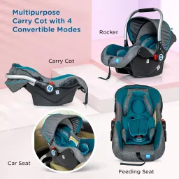 Mee Mee Baby Carry Cot Cum Car Seat, 4 in 1 Multi Purpose | Rocker for Infant Babies of 0 to 15 Months | Weight Capacity Upto 13 Kgs (Green) image 1
