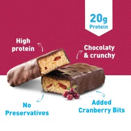 PRO.FITNESS Choco Berry Protein Bars | 20g Protein | No Added Sugar, No Preservatives, No Trans Fat | Healthy & Tasty Protein Bars | Pre-Post Workout Snack | Protein Chocolate Bars (60g x Pack of 6) image 4