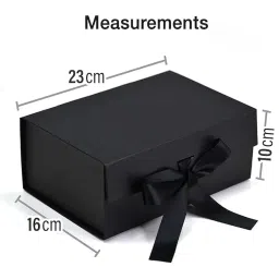 Black Gift Box with Golden Filler 23x16x10cm Empty Hamper Box for Gifting Holds Upto 5kg Sturdy Cardboard Gift Boxes with 20g Decorative Shredded Paper Birthday, Diwali, Valentine’s Day Packing image 3