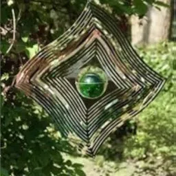 YORWAN 3D Metal Wind Spinner with Crystal Ball – Stainless Steel Outdoor Garden Hanging Decoration for Patio, Lawn, Balcony & Home Décor Gazing Ball Outdoor Garden Decoration Crafts Ornaments image 1