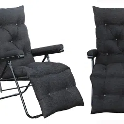 Spacecrafts Recliner Folding Easy Chair | 5 Adjustable Postions | Cushioning | Portable & Space Saving Easy Chair For Home Relax Old Age | Black, Mild Steel image 4