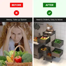 JD FRESH 6-Tier Metal Rotating Kitchen Trolley/Spice Rack/Vegetable & Fruit Storage/Organizer Holder and Onion-Potato Storage Basket for Kitchen image 5