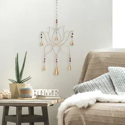 DULI Metal Windchime Wall Hanging, Feng Shui, Wall Art, Wall Decor, PositiveVibes, Rustic Wall Hangings, Wall Art, Diwali Decor, Diwali Decoration, Diwali Gifts (Lotus 20x10 Inches) image 4