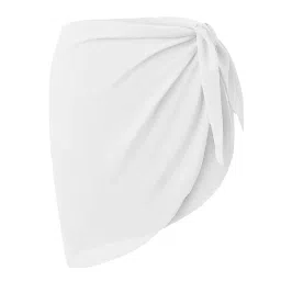 elbme Chiffon Cover Up Solid Womens Summer Bathing Suit Bottom Short Skirt 50Cmx140Cm White image 5