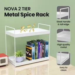 NOVA (White) 2 Tier Countertop Multipurpose Organizer | Tiered Shelf Storage Rack, Counter Top Organiser Storage Shelf For Home, Kitchen, Bathroom and Living Room image 4