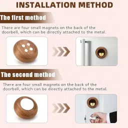 Velotia Japanese Style Round Dopamine Brass Wooden Door Bell Wireless Entry Alert Doorbell for Main Door Perfect for Shopkeepers Office Home Entrance Decorative Hangging Chime Decoration (Dark Brown) image 5