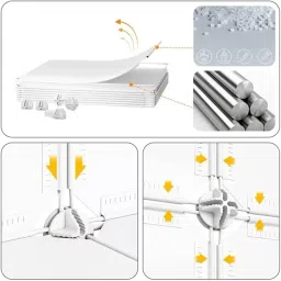 EXVITO Collapsible Wardrobe, 12-Shelf 6-Door Clothe Organizers for Cupboard, Organizer for Clothes Foldable and Stackable Organizers for Clothes - White image 3