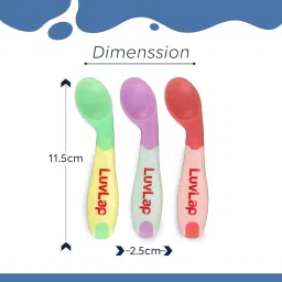 Luvlap Heat Sensing Baby Spoon Set Of 3, Bpa Free Material With Food Grade Heat Sensing Silicone Tip, Baby Self Feeding Utensil, Baby Weaning Spoon For Kids, 3 Months+ (Multi-Colour), 11.5 Centimeter image 5