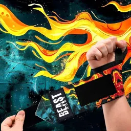 STEIGEN FITNESS ULTIMATE FIRE PRINT Wrist Support Wraps,Wrist Bands For Exercise,Wrist Straps For Gym (FIRE) image 1