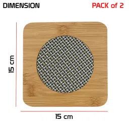 HOKIPO® Eco-Friendly Bamboo Wooden Coasters for Home Pan Pot Holder for Dining Table Heat Pad for Kitchen - Pack of 2 (AR2922) image 2