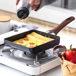 Winkelen Japanese Omelette Tamagoyaki Frying Pan - Nonstick, Rectangle, Reusable Washable Cooktop Safe, Easy to Clean Egg Pan with Wooden Handle for Pancake, Crepes, Omelette, Fried Eggs Cooking image 1