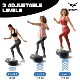 XTRIM Aerobic Stepper for Cardio Workout with 2 Height Adjustments - 10 & 15cm, 4 Anti-Skid Rubber Pads on Legs, Slip-Resistant Platform (Supports 250Kg Weight, 68 cm) image 2