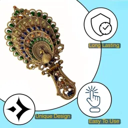 WILSOME Decoristic Vintage Metal Makeup Mirror and Comb Set image 1