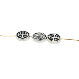 VELURA 2x50 Pieces Tibetan Silver Alloy Mary Cross Oval Spacer Beads Charms Jewelry| Beads & Jewelry Making | 50 Pieces Alloy Spacer Beads(2 Pack) image 2