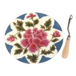 CALANDIS™ Latch Hook Rug Kits Flower Craft Embroidery Cushion with Wood Crochet Hook | Latch Hooking Kits | Latch Hooking | Rug Making | Needlecrafts & Yarn image 1