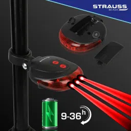 Strauss Bicycle Flash Tail Light with Laser| Waterproof | 7 Light Modes|High Visibility Bike Safety Light for Cyclists |Rear LED Tail Light with Laser for Night Riding,(Black) image 5
