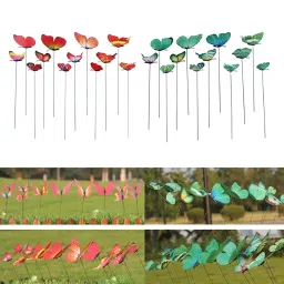 24 Pieces Garden Yard Planter Butterfly Stakes Lawn Decor Ornament Art Decor |24 Pieces of Butterfly Stakes image 3