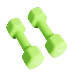 Amazon Brand - Symactive Noprene Coated Dumbbell for Gym Exercises, Set of 2, 3 kg(Light Green) image 1