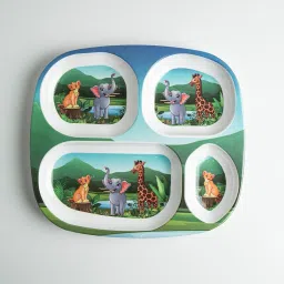 Superware Doraemon Wild Animal Melamine Kids Dinner Set of 3 - Plates Bowls & Cup image 2