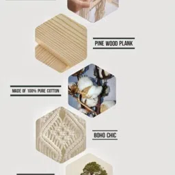 Craft and Carry Handicraft Macrame Wooden Wall Hanging Shelf |104| Modern, Tapestry Boho Wood Hanging Shelf Organizer Handmade Cotton Rope Shelf for Plants and Wall Decor -1-Pcs image 3