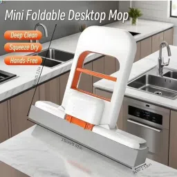 Foldable Mini Sponge Mop | Portable Wet & Dry Cleaning System with Self-Squeezing | Compact Desktop, Kitchen & Bathroom Cleaner (1PC) image 2