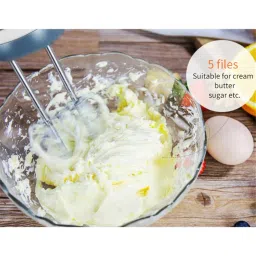 Axteno Hand Mixer Beater Blender Electric Cream Maker for Cakes with Base 7 Speed Control and 2 stainless Steel Beaters, 2 Dough Hooks (White) image 5