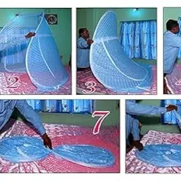 Healthy Sleeping Foldable Pop up Polyester Mosquito Net for Double Bed, Strong & Durable Mosquito Net for King, Queen Size Foldable Machardani(Embroidery White) image 4