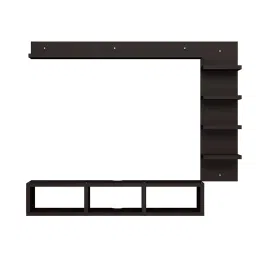 Kuber Industries 13 Pcs Engineered Wood 32 Inch Wall Mount Tv Unit/Rack/Frame Furniture for Living Room | Tv Cabinet with Storage Shelves for Books & Home Decor Showcase | Brown image 5