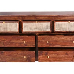 FROM SHEKHAWATI Handcrafted Sheesham Wood Dresser with Cane Detailing image 4