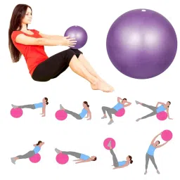 Redvant Mini Exercise Ball 9 Inch (23cm) – Small Soft Pilates Ball for Yoga, Core & Ab Workouts – Anti-Burst Non-Slip Fitness with Inflatable Straw for Home Therapy & Barre – Purple image 2