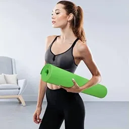 Non-Slip Yoga Exercise Mat, 6mm Thick, Eco PVC Material, Green image 4