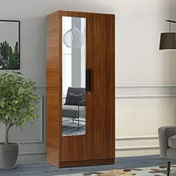 Hexagon Furnitures King Size 2 Door Wardrobe with Mirror and Draw(Height:75inches,Depth:21 inches,Width;36 inches) image 2
